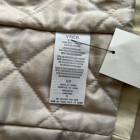 Vince 100% Goat Leather Ribbed Collar Asymmetrical Moto Biker Jacket - Picture 13 of 16